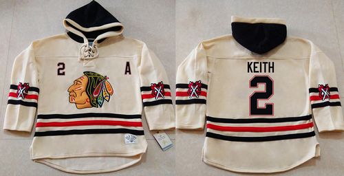 Blackhawks #2 Duncan Keith Cream Heavyweight Pullover Hoodie Stitched NHL Jersey - Click Image to Close